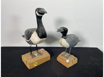 TWO SIGNED PAINTED SHORE BIRDS