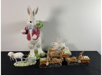 SIX VINTAGE RABBIT AND EASTER DECORATIONS