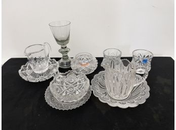 LOT OF GLASSWARE INCLUDES SANDWICH GLASS, EAPG, AND PRESSED GLASS