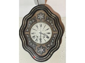A MOTHER OF PEARL INLAID 19TH CENTURY FRENCH WALL CLOCK