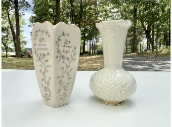 Pair Of Decorative Porcelain Vases, One Marked Lenox