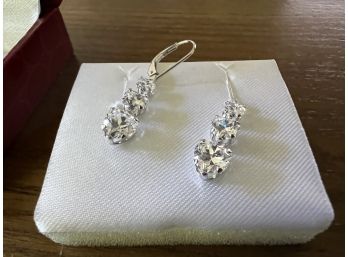 Pair Of 14K Lever Back Earrings With Cubic Zirconia JCM Trade Mark