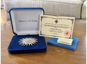 Jacqueline Bouvier Kennedy  Reproduction Brooch By Camrose & Kross With COA