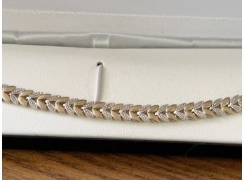 18K Over Sterling Silver Bracelet With Diamond Accents
