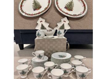 A Collection Of Three Compatible Patterns Of Holiday Table Wares