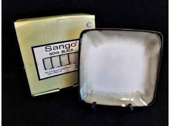 NEW Set Of Four Beautiful Sango Nova Black Square Salad Plates