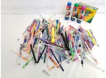 Large Assortment Of Pen, Bingo Markers & Crayola Crayons