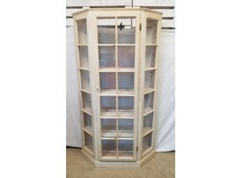 Handmade Wood & Glass Five-shelf Corner Curio Display Cabinet - Unfinished