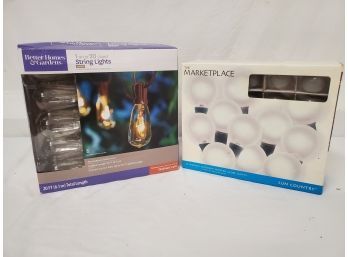Two New Boxes Of String Lights - Edison Styled 20 Ft String & Frosted Globe String Lights