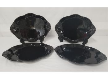 Black Glazed Ceramic Oval Serving Platters
