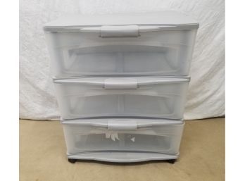 Rolling Plastic 3-drawer Cabinet With Locking Drawers
