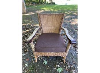 Outdoor Wood And Wicker Single Chair