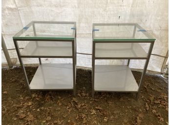 Pair Of Metal And Glass Side Tables
