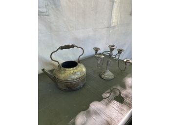 Copper Pot And A Candelabra