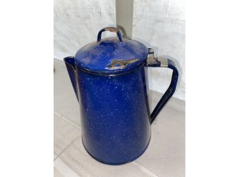 Antique Enamel Ware Cobalt Blue Kettle
