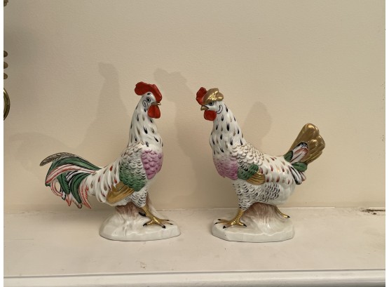Pair Of Decorative Ceramic Roosters