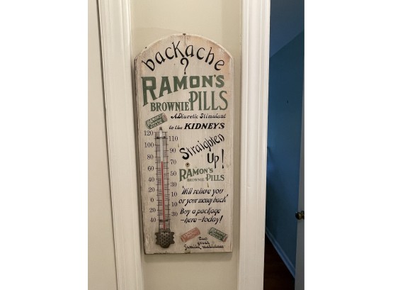 Ramons Pills Vintage Advertising Thermometer Sign