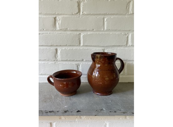 Brown Pitcher And Bowl