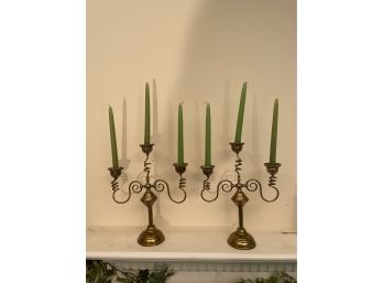 Vintage Brass Candelabra 3 Arm Candle Holders Candlesticks