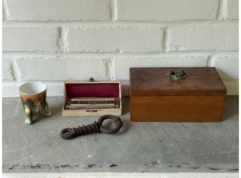 Hohner Harmonica, Duck Box, Bayreuth, And  Antique Spring Clip Lot
