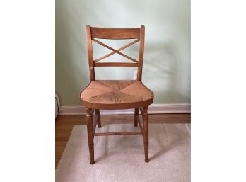 Antique Wooden Chair With Rush Seat