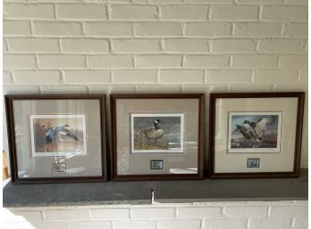 Lot Of 3 Signed Goose/duck Prints With Stamps Numbered