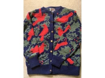 Vintage Orvis Cardinal And Holly Size Medium Cardigan Sweater