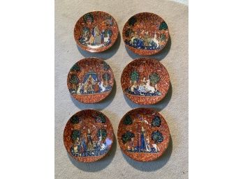 Lot Of 6 Haviland Limoges Decorative Plates La Dame A La Licorne Unicorn
