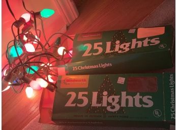 6 Sets Of Vintage Large Bulb Multi Colored Holiday Lights