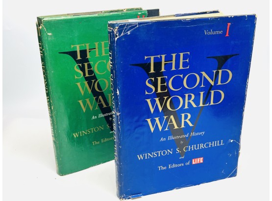 The Second World War Books Vols I & II With General Eisenhower Photo Addressing D-Day Troops