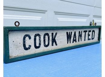 Antique Cook Wanted Sign