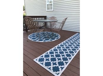 Charming Wrought Iron Patio Set With Outdoor Rugs!