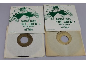 Lot Of 2 1969 The Traits Nobody Loves The Hulk Comic 45 Vinyl Record Lot