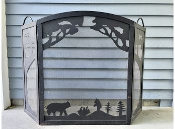 Bear Themed Metal Fireplace Screen
