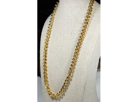 Fine Large Gold Tone Signed Napier Curb Link Chain Necklace 24'