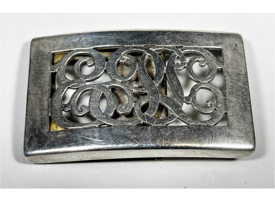 Heavy Sterling Silver Monogram Belt Buckle Vintage