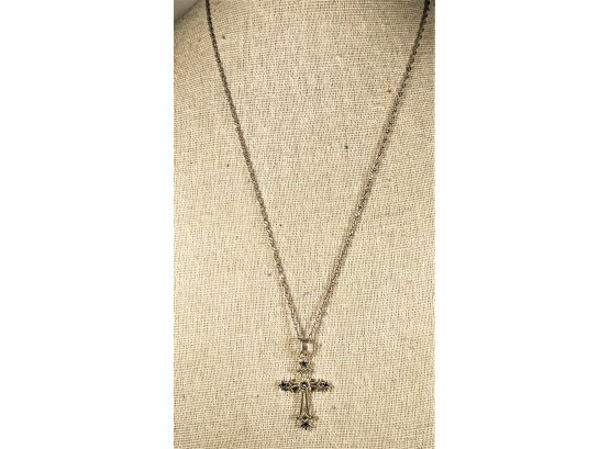 Sterling Silver 925 Cross Pendant And Sterling Silver Chain Necklace