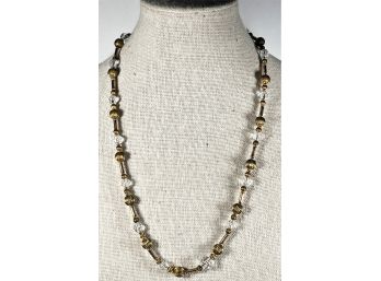 Vintage Gold Filled And Crystal Beaded Necklace
