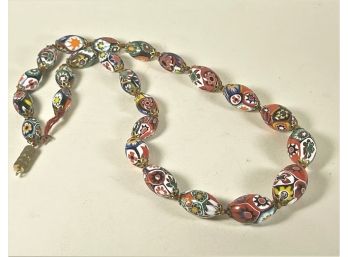 Vintage Millefiori Art Glass Beaded Necklace No Clasp