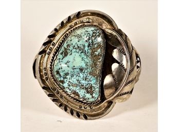 Huge Heavy Vintage Antique Native American Indian Turquoise Cuff Bracelet