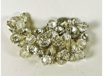 Large White Rhinestone Brooch Signed By WEISS