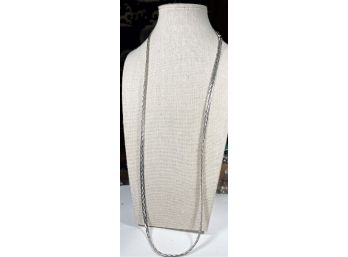 Vintage 1980s Signed Napier Rhodium Plated Elongated Necklace About 30' Long