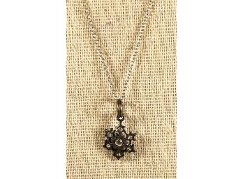 Sterling Silver Chain Necklace W Snowflake Rosette Pendant