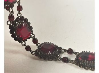 Antique Red Glass Fancy Costume Bracelet