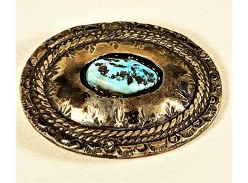 Antique Native American Indian Sterling Silver Turquoise Concho