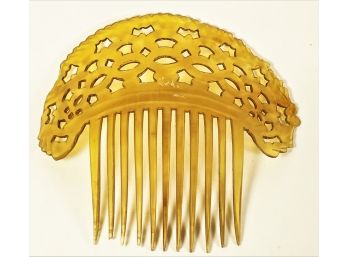 Antique Early All Hand Carved Horn Ladies Hair Comb
