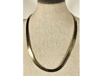 Fine Quality Wide Gold Tone Napier Herringbone Necklace Chain 1980s