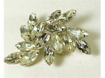 Signed WEISS White Rhinestone Larger Sized Brooch