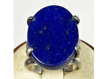 Large Sterling Silver Ring With Large Lapis Stone