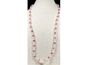 Vintage Pink & White Crystal Beaded Necklace